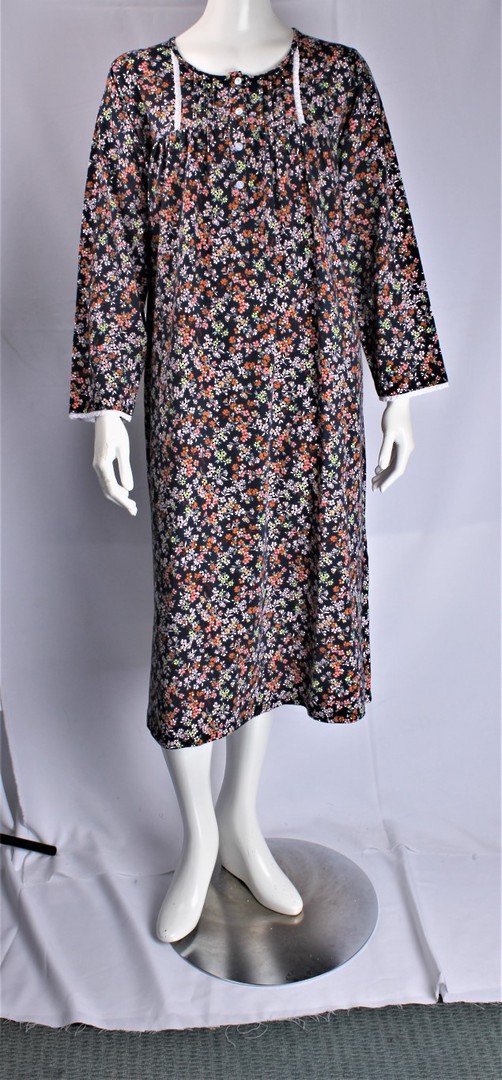 Alice & Lily printed warm and stretchy cotton jersey winter nightie violet/navy floral  Style :AL/ND-457/VIO/NVY image 0